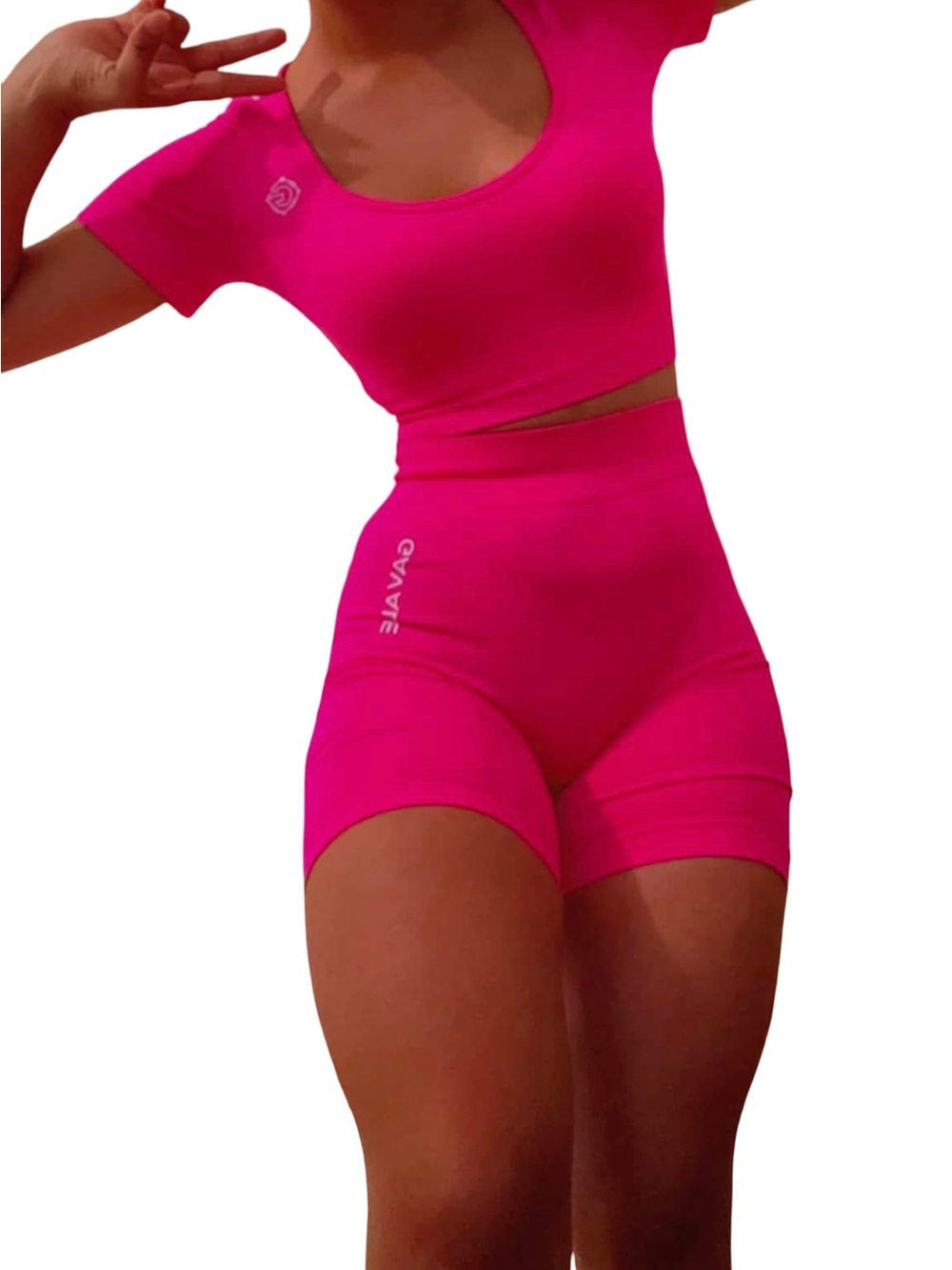 Pink Active Crop Top & Shorts Set